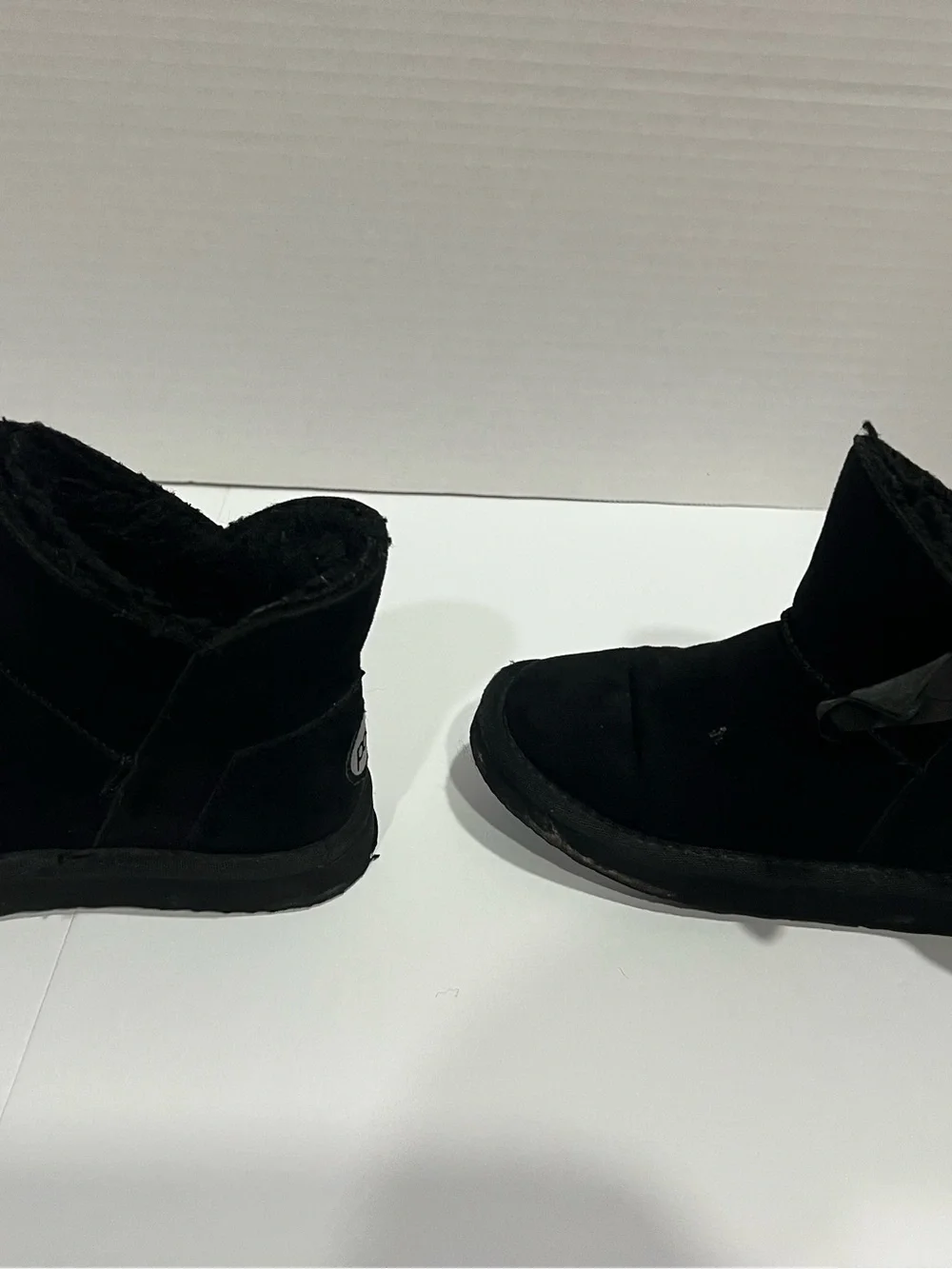 Girls  Black Pawz Bow Fleece Lined Boots Size 12